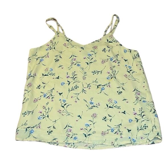 Premise Tops - Premise Cami, Yellow with blue ditsy flowers, Small